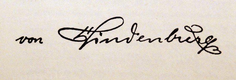 Signature of Paul von Hindenburg