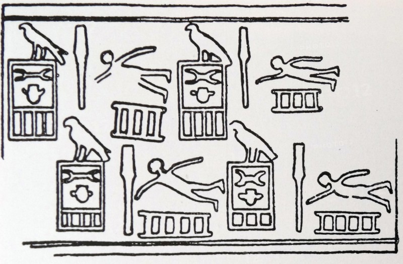 Hieroglyphs depicting elderly swimmers