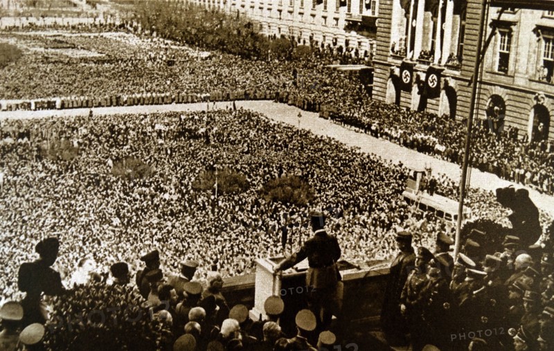 Adolf Hitler speaking during a rally in Germany