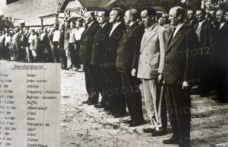 The daily inspection in a German concentration camp