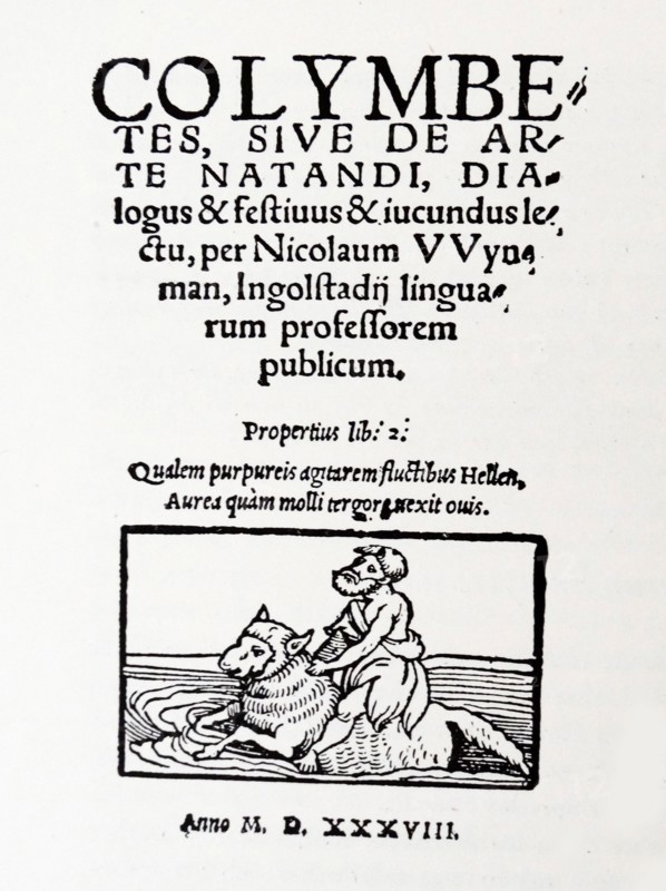 Title page of the very first book on swimming