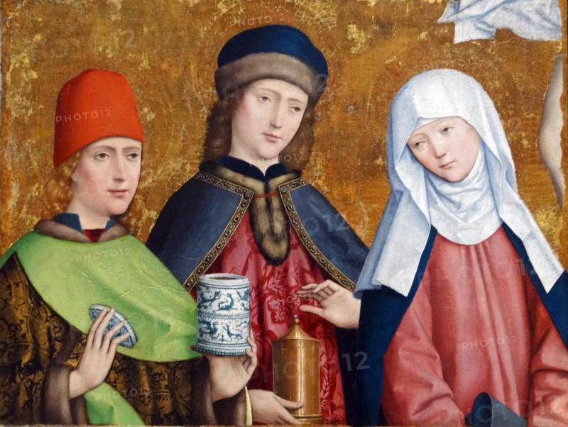 Saints Cosmas and Damian and the Virgin' by Master of Liesborn