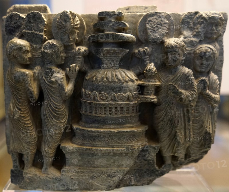 Stone carving of a stupa from Pakistan