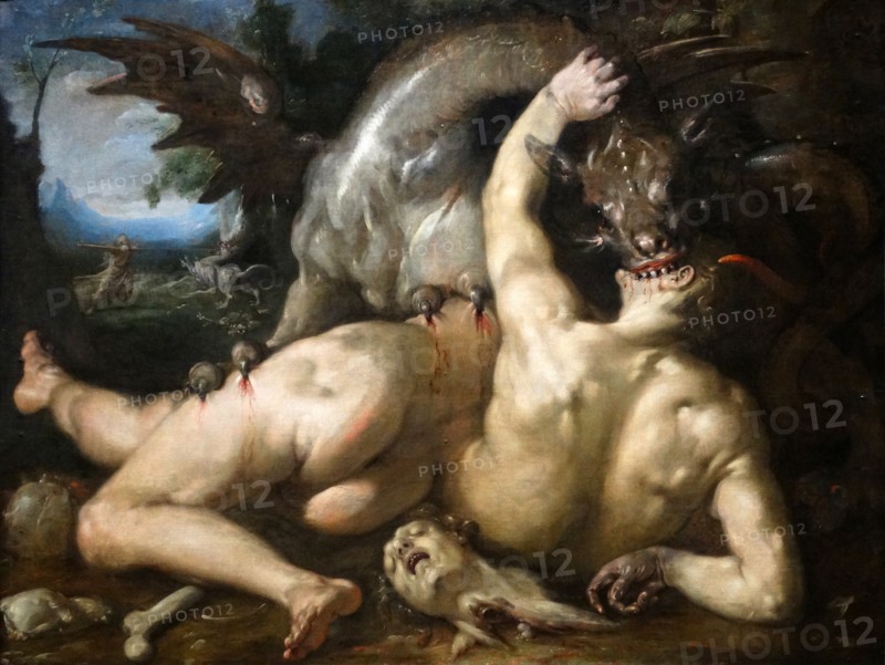 Two Followers of Cadmus devoured by a Dragon