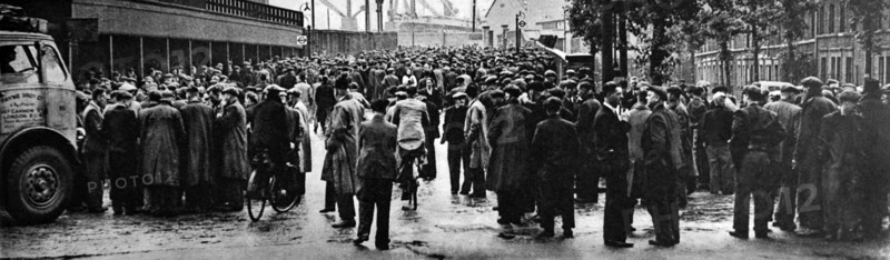 Photograph of the strikes outside the Surrey Docks