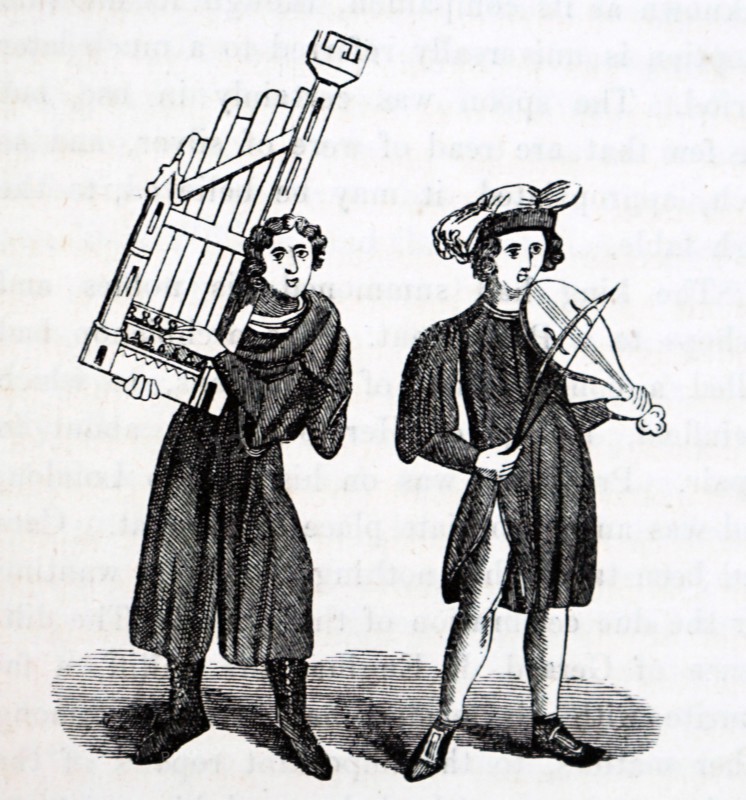 Engraving depicting two musicians