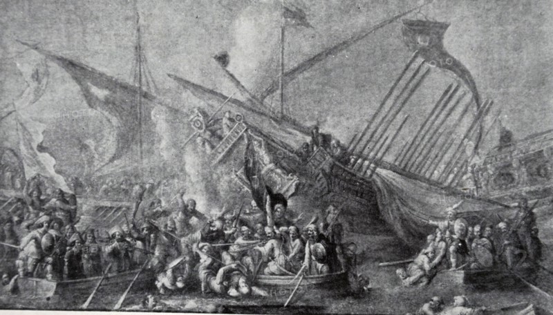Scene depicting the collapse of the Spanish naval forces