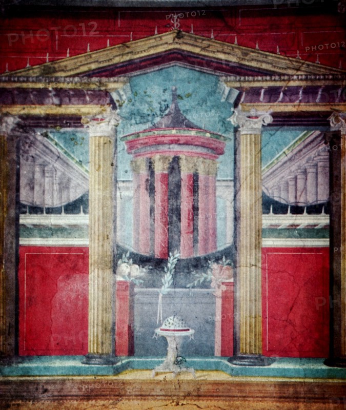 Detail from a fresco depicting ancient Roman architecture
