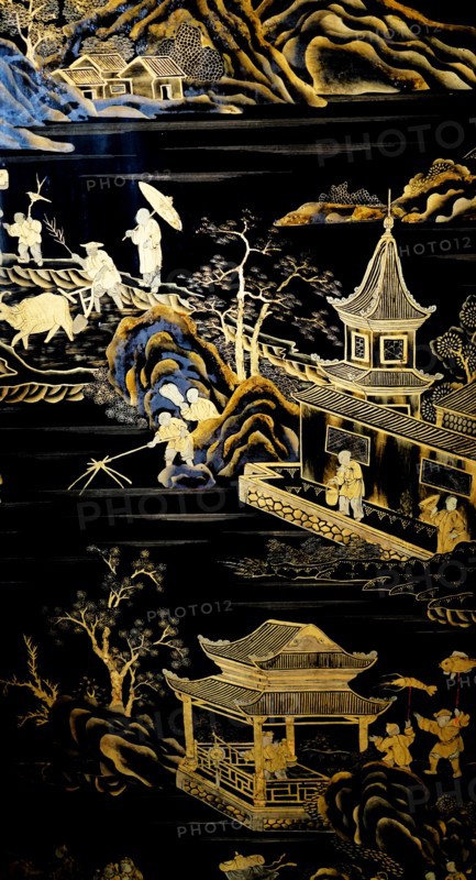 Chinese lacquered black and gold