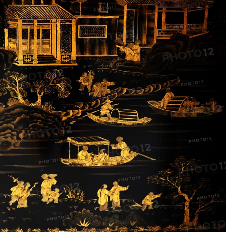Chinese lacquered black and gold