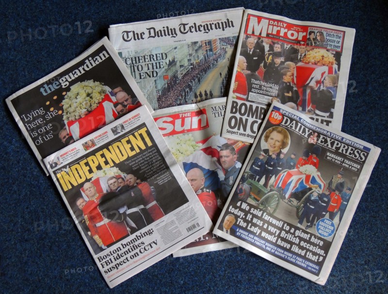 The death of lady Margaret Thatcher, British Prime Minister.