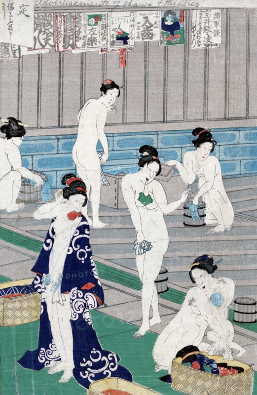 Naked bodies compared to irises in hot water, by Toyonaka