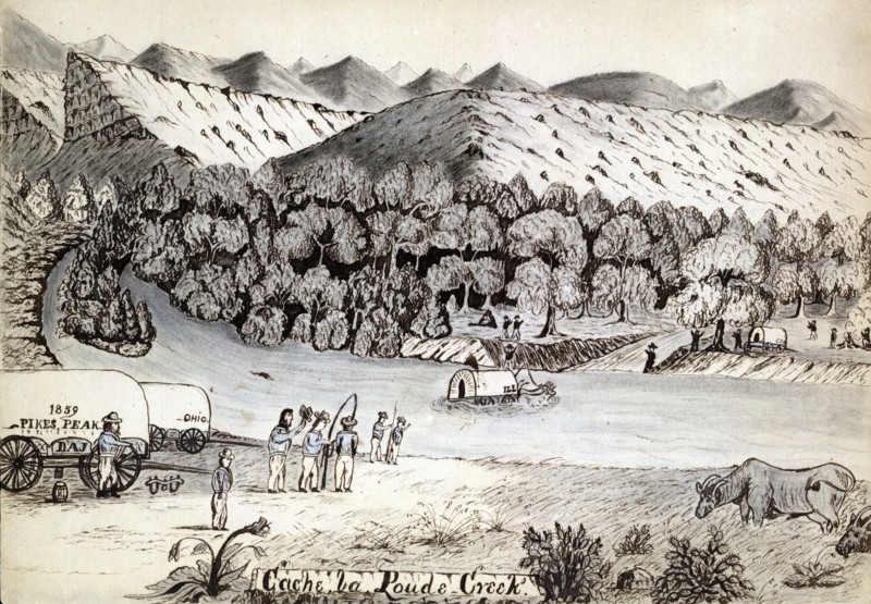 Cache la Poudre Creek by Daniel Jenks, 1827-1869, artist : 1859.