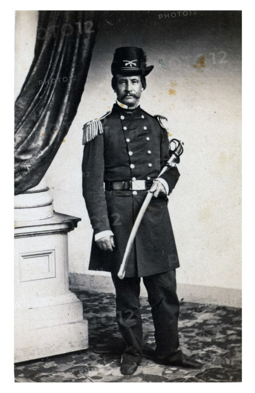 Officer David Hunter, full-length portrait in full military dress, standing, holding sword, facing front 1861.