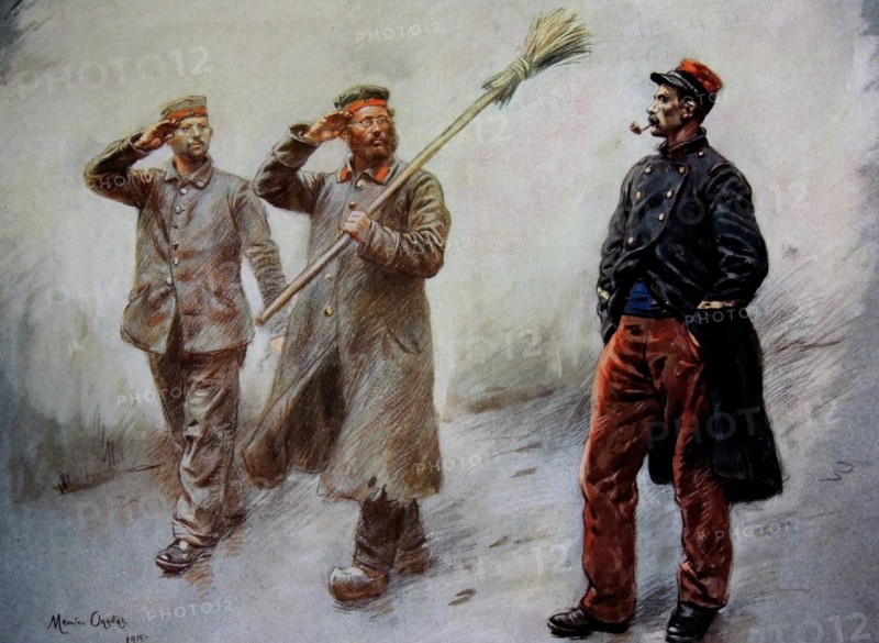 German prisoners of War salute a French officer
