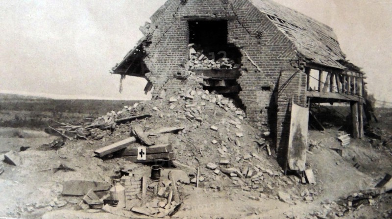 Destruction of a house in Biaches, France.