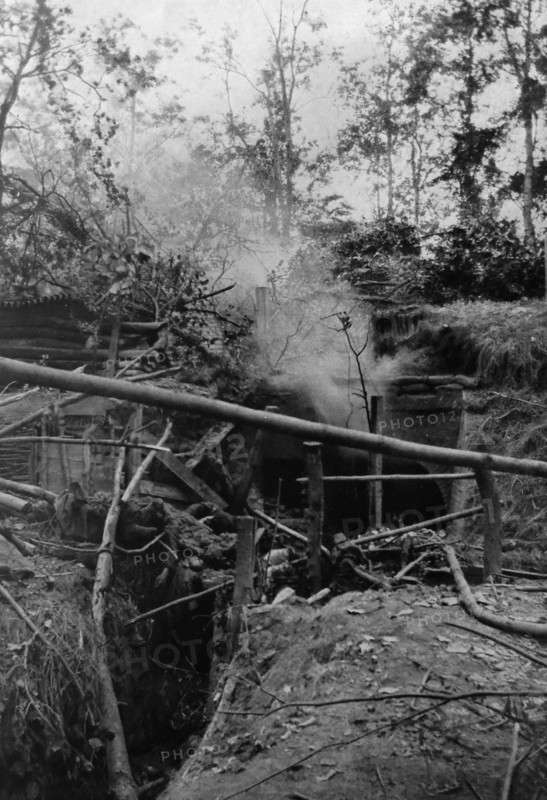 The remains of half burned bodies of German soldiers.