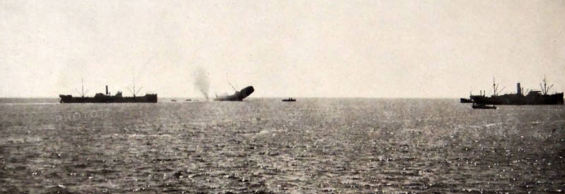 The SS Carthage, sinking after being torpedoed
