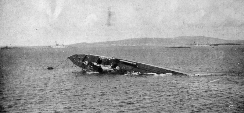 74 ships of the Kaiserliche Marine's High Seas Fleet were interned in Gutter Sound at Scapa Flow.