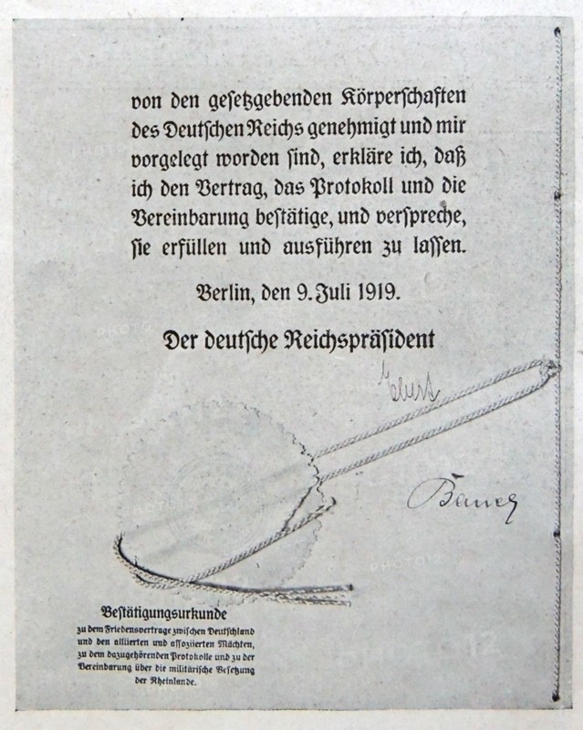 Text of the ratification by the Treaty of Versailles, July 9, 1919