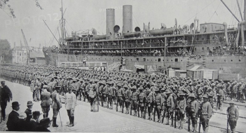 American soldiers ready to embark for Europe.