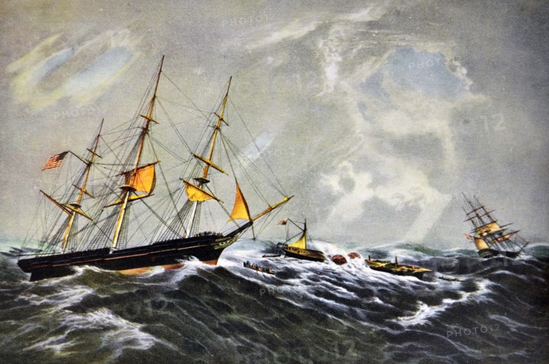 Currier & Ives Illustration. The Wreck of the Steam Ship 'San-Francisco'