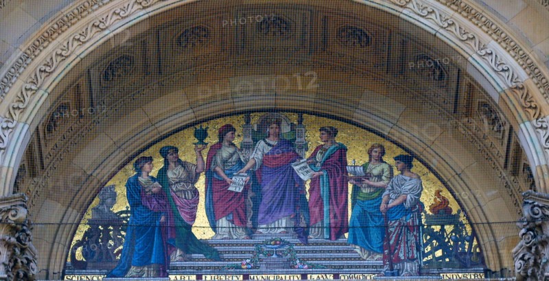 Mosaic over the main entrance to the Birmingham Council House, Birmingham, England.