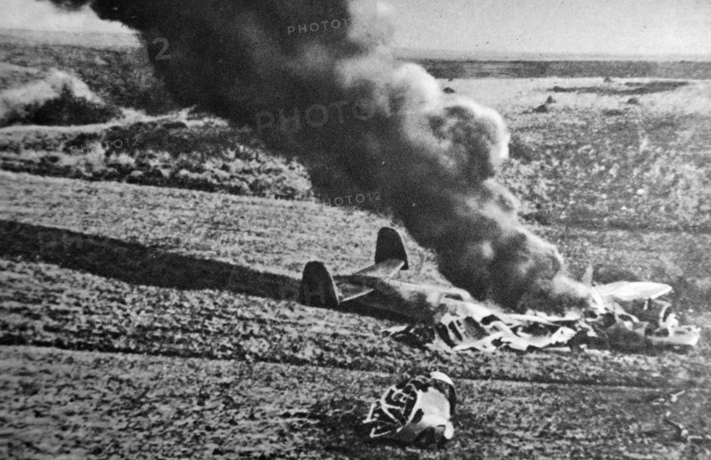 A German Dornier plane is destroyed on a flight into France 1940
