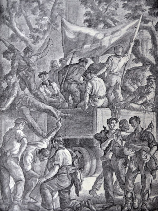 Spanish civil war: The columns of militia came at dawn of Bilbao by J. Valverde