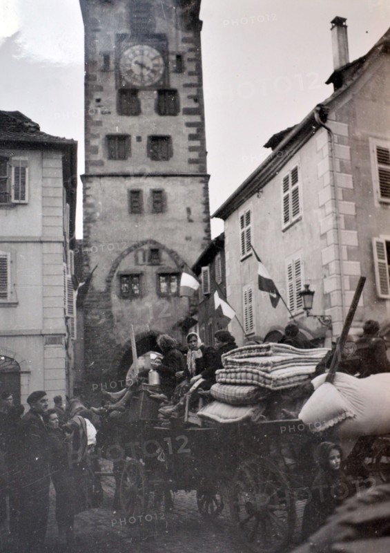 WWII: Evacuation of French civilians in a front line village in Alsace Lorraine