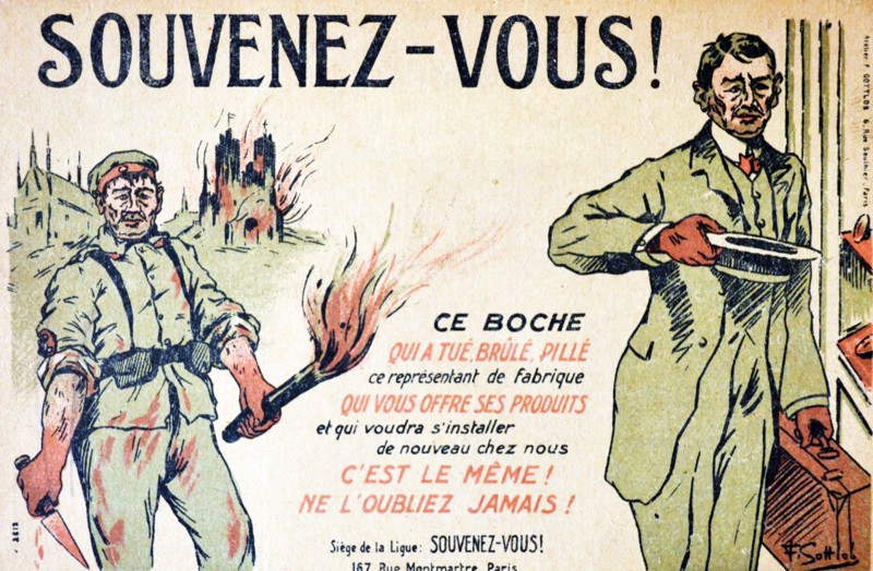 Anti German postcard produced for the French occupation