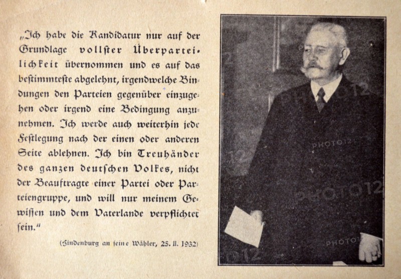 President Paul Von Hindenburg
