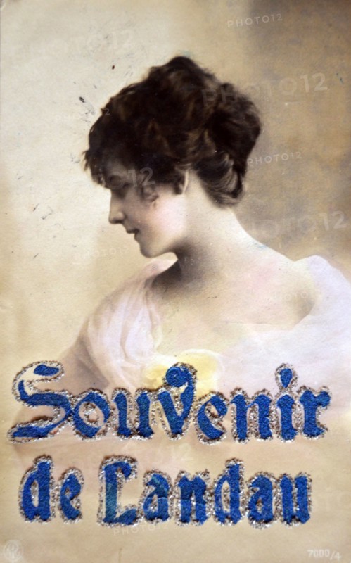 Postcard of a young woman sent by a French soldier in Landau