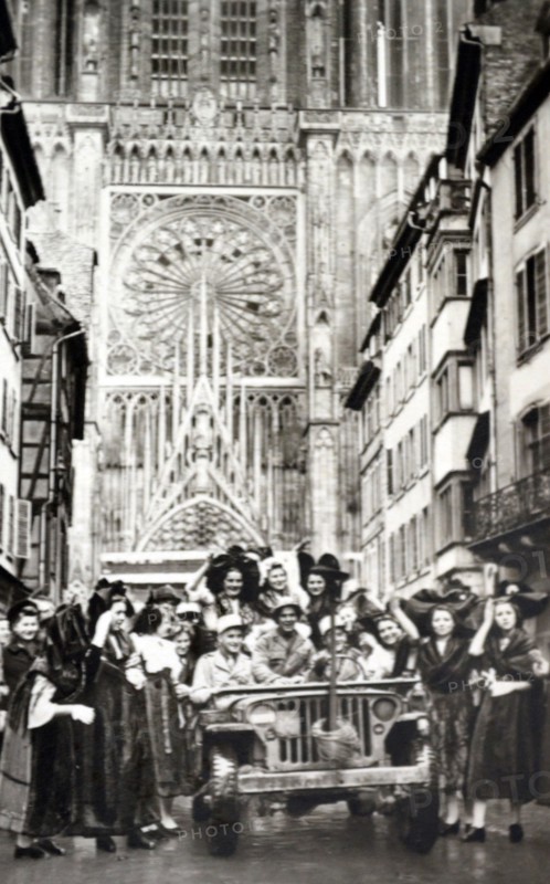 celebrations in Strasbourg after liberation from German occupation in WWII