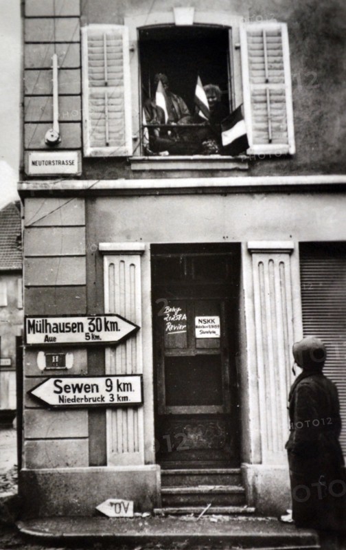 American soldier in Alsace Lorraine during the drive to liberate the French region, 1944