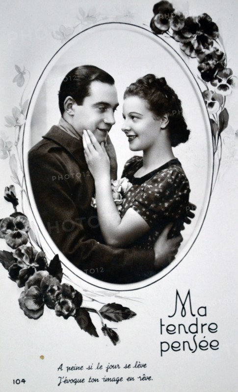 WWII: Sentimental French postcard for civilians to send to their men at the frontline.