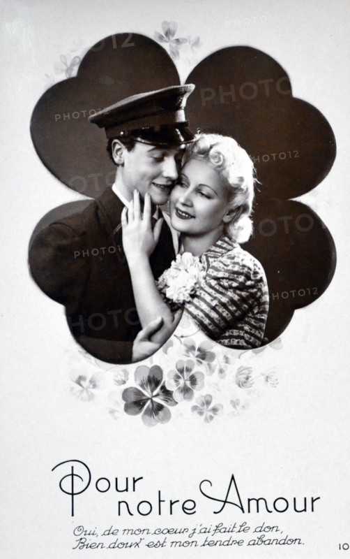 World War Two: Sentimental French postcard for civilians to send to their men at the frontline.