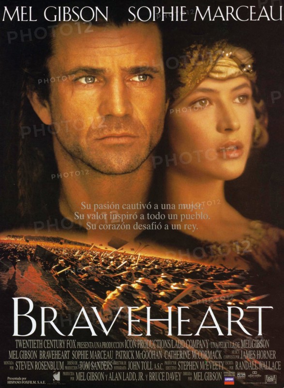 Braveheart' starring Mel Gibson a 1995 epic historical drama war film.