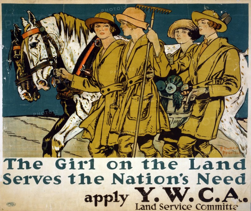 The girl on the land serves the nation's need. Y.W.C.A. Land Service by Edward Penfield