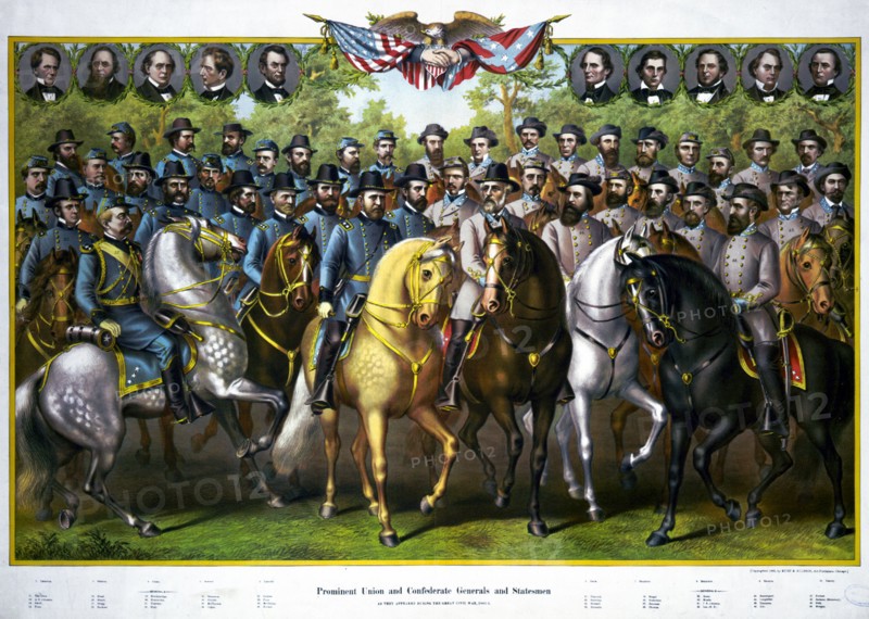 Prominent Union and Confederate generals and statesmen, 1861-5