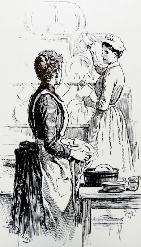 Housewife washing dishes