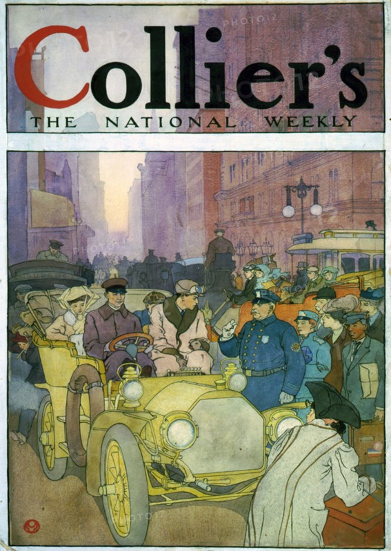 Automobile in crowded street