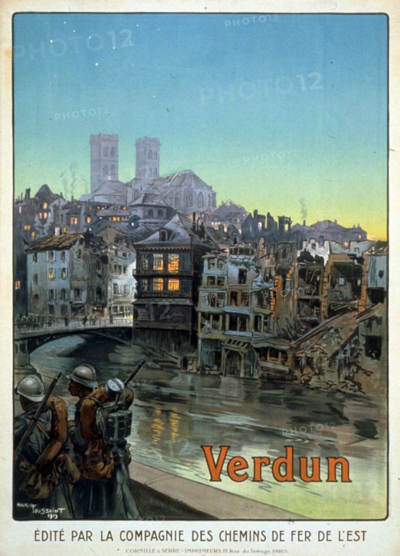 Soldiers marching over Verdun