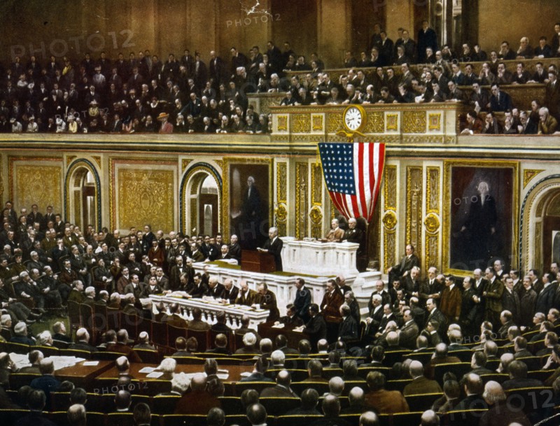 President Woodrow Wilson delivering a speech