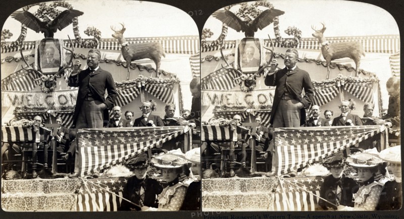 U.S President Theodore Roosevelt campaigns