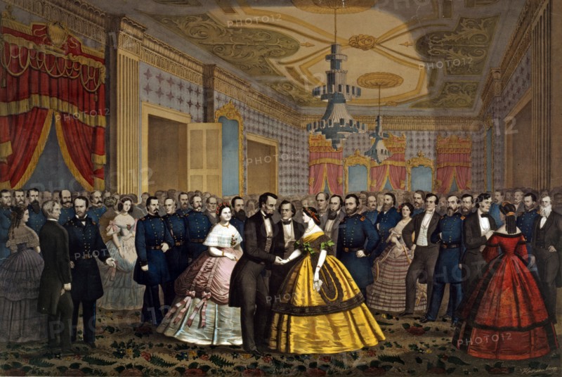 Abraham Lincoln & Mary Todd Lincoln greeting Union generals