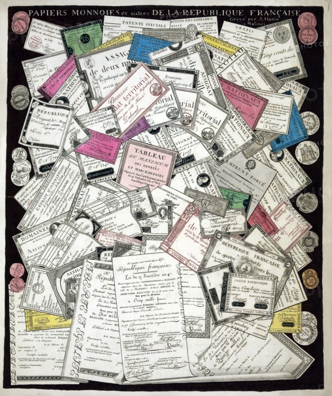 Variety of French revolutionary assignats
