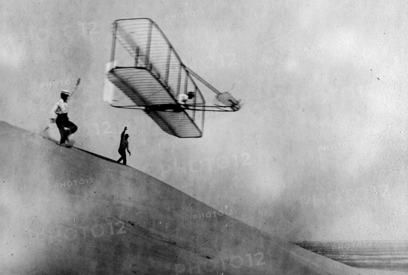 A glider test by the Wright Brothers
