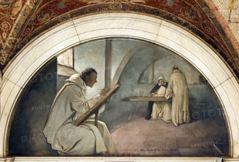 Monk illustrating a manuscript