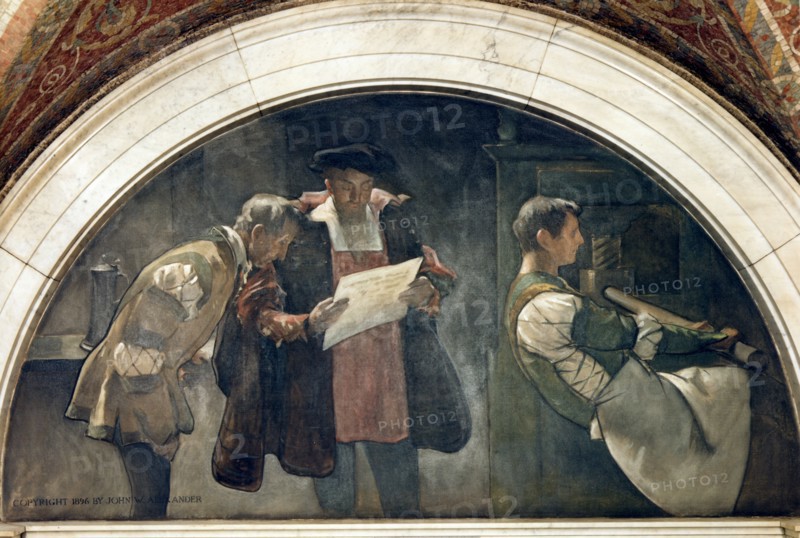 Man working at a printing press